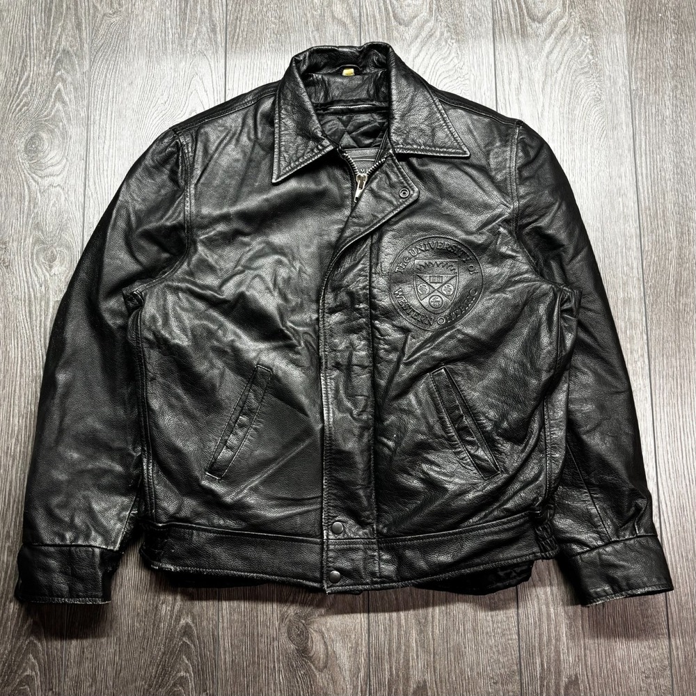 Vtg Western University Jacket Men's Large Varsity Leather Coat